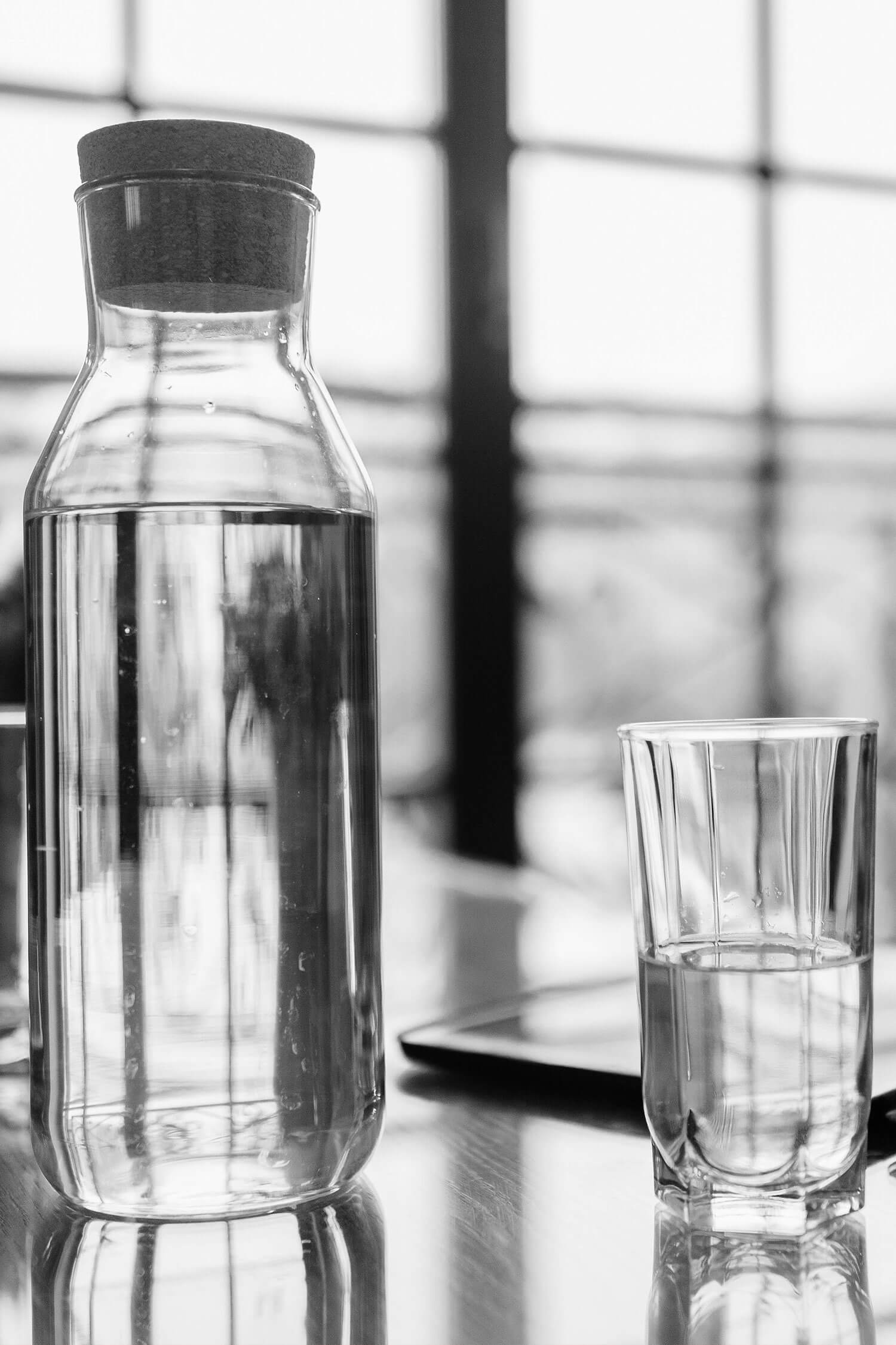 Clean clear water in a jug and glass